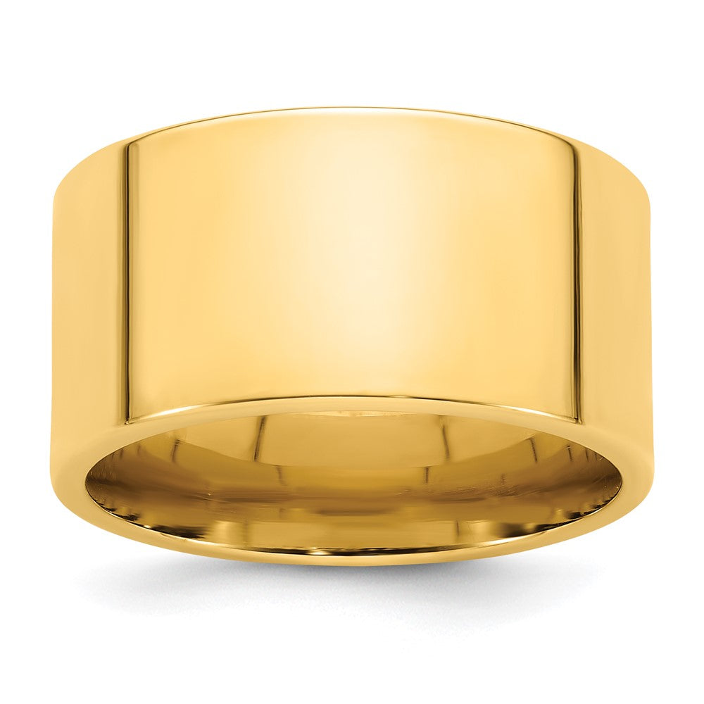 14k Yellow Gold 12mm Standard Weight Flat Comfort Fit Wedding Band Size 4.5 - View 1