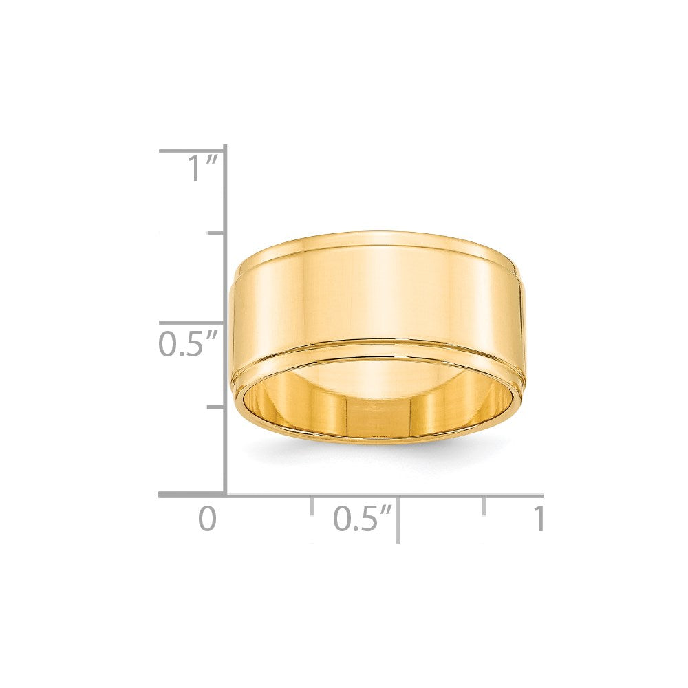 14k Yellow Gold 10mm Flat with Step Edge Wedding Band Size 13.5 - View 3