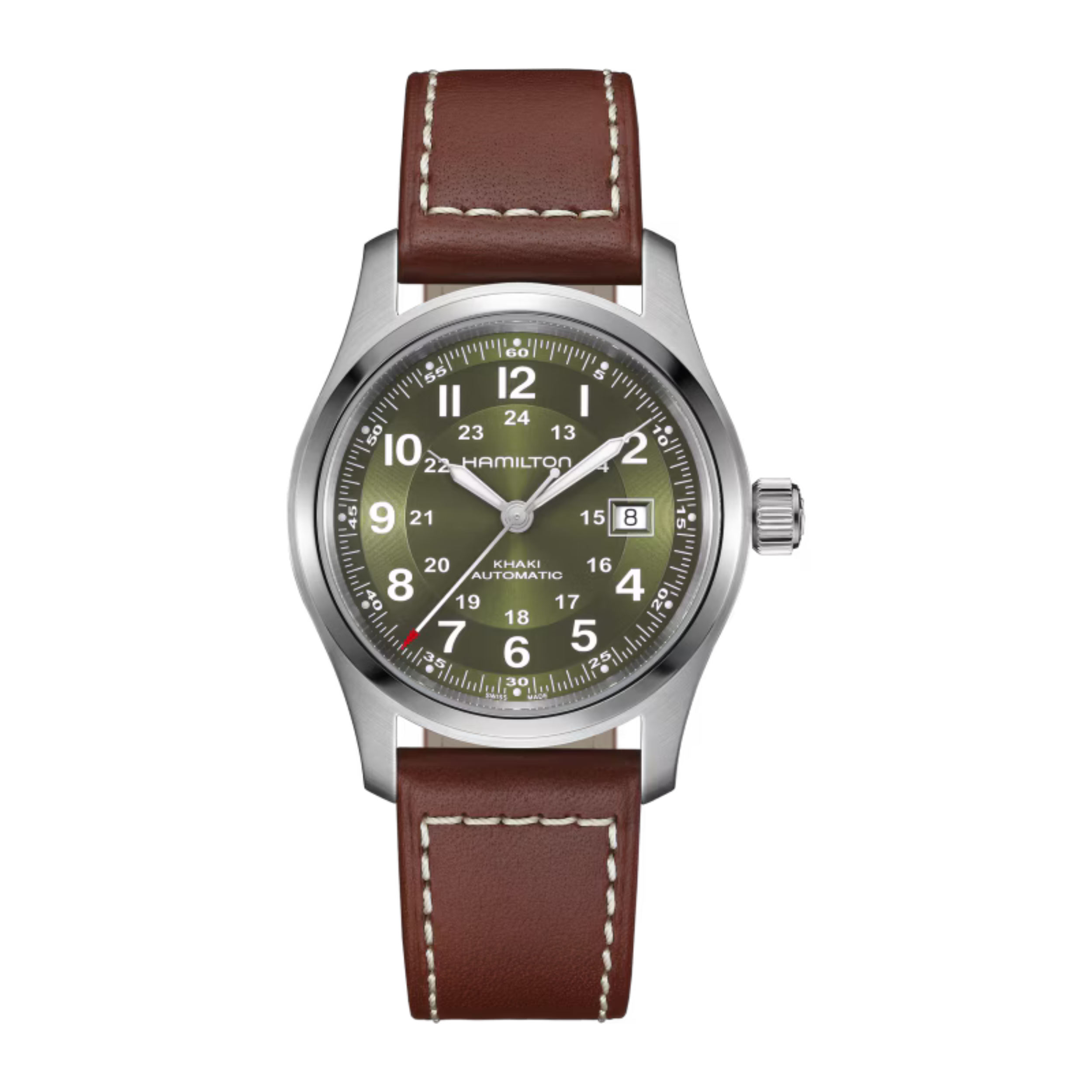 Hamilton Khaki Automatic 42mm ブラウンレザーバンド Hamilton Khaki Field Automatic 42mm Green Dial – Marc Robinson