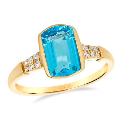 Le Vian 14K Honey Gold Ocean Blue Topaz & Vanilla Diamond Ring 2.43 ct.