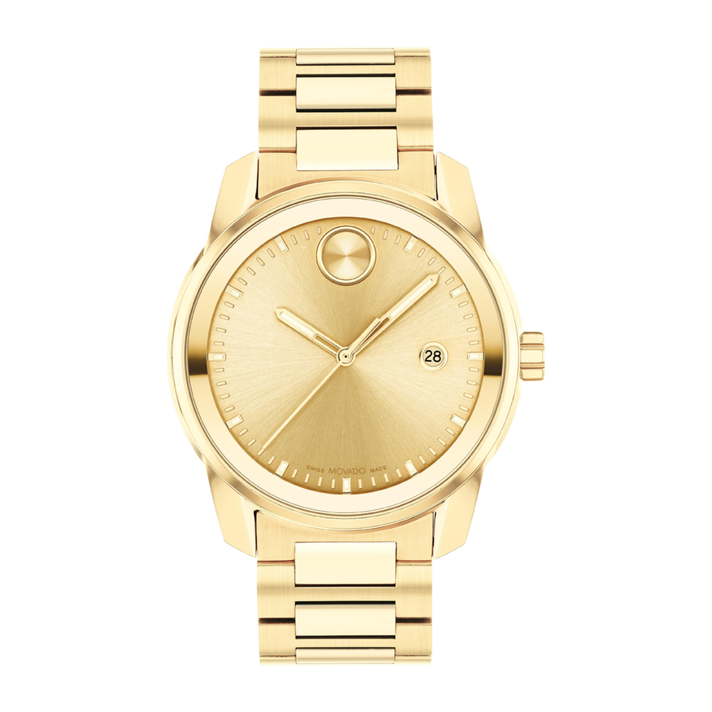 Movado Bold Gold Dial Stainless Steel Swiss Watch 42 mm