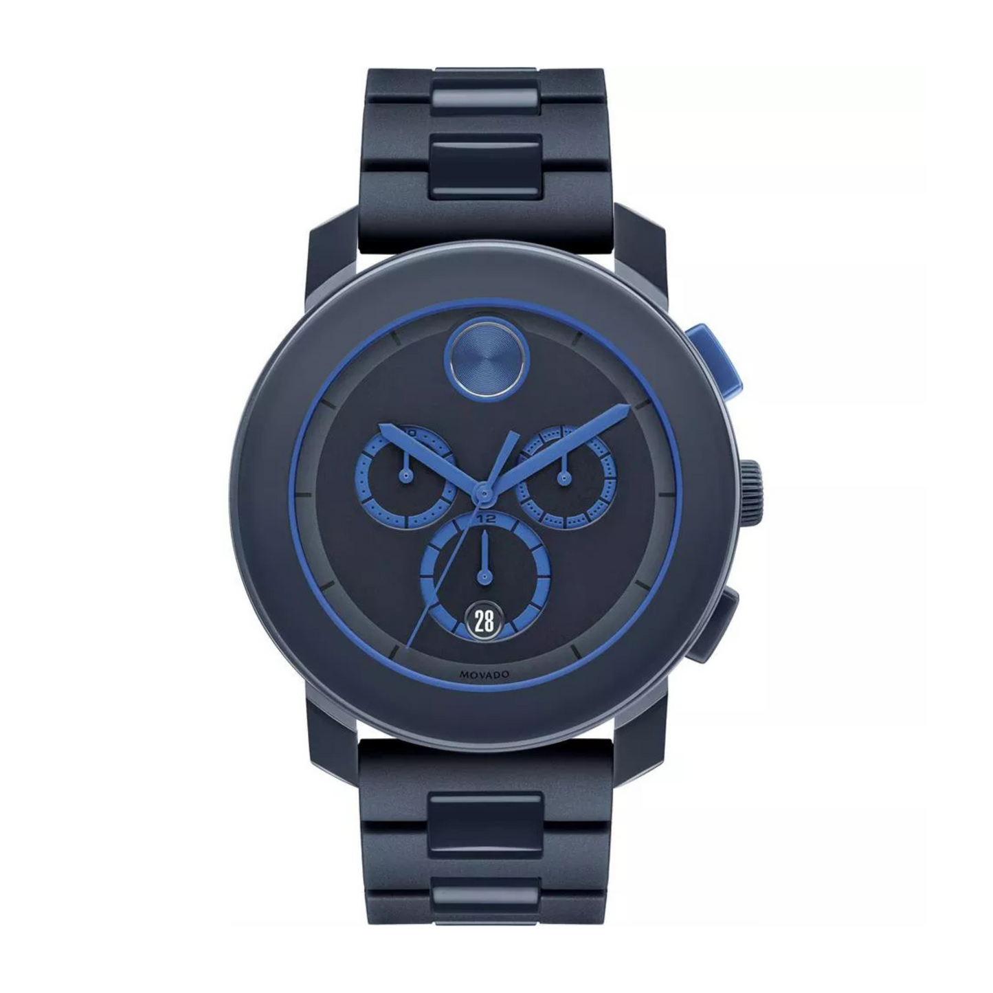 Movado Bold Chronograph Navy Blue Dial Stainless Steel Watch 44 mm