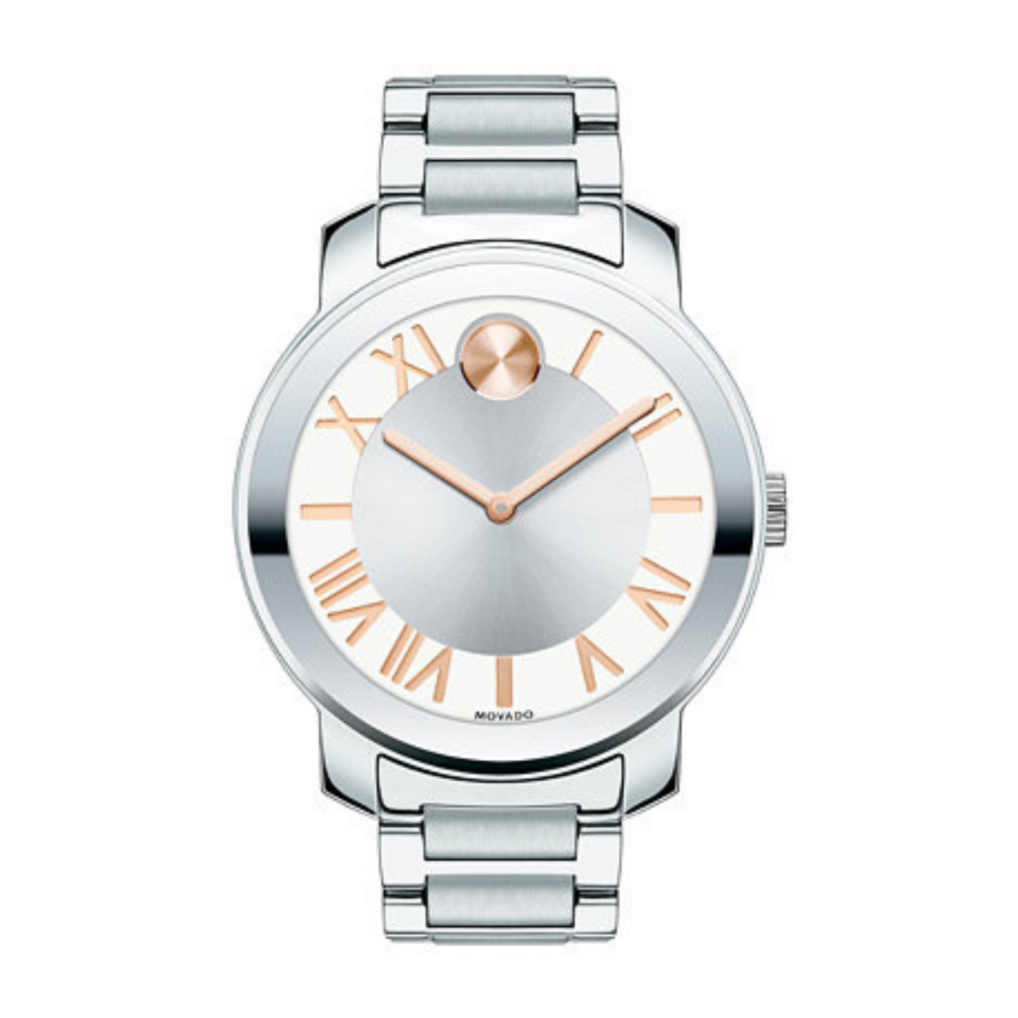 Movado Bold Roman Silver Dial Stainless Steel Unisex Watch 39 mm