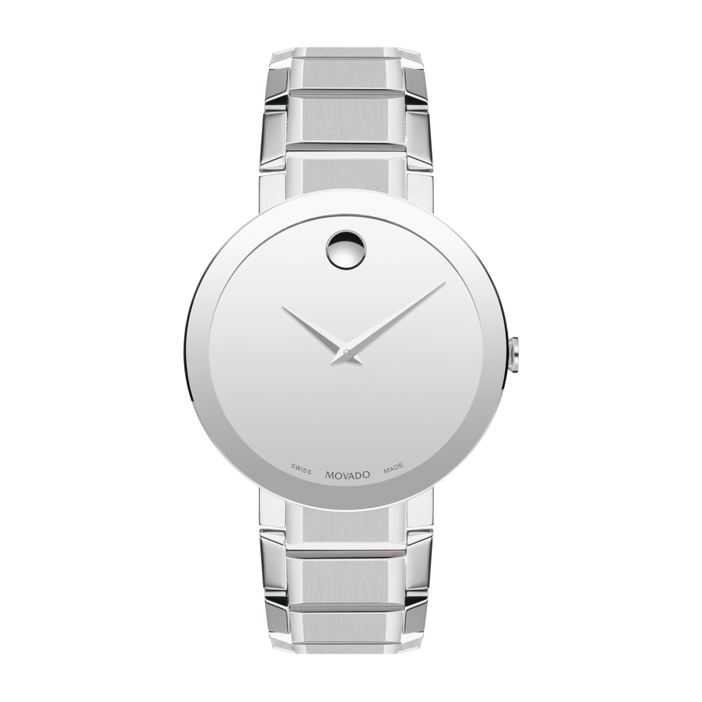 Movado Sapphire Silver Mirror Stainless Steel Swiss Watch 39 mm