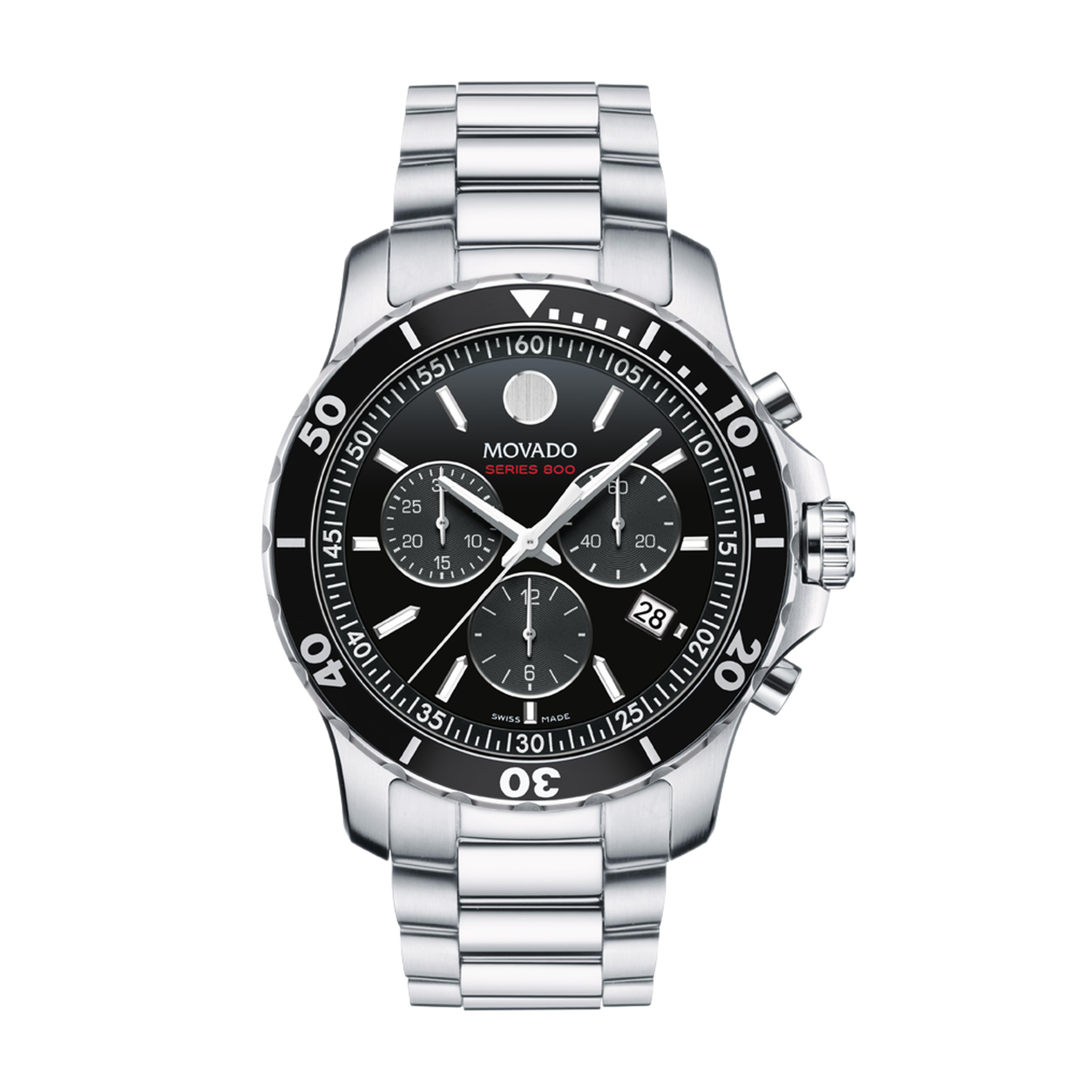 Movado Series 800 Chronograph Quartz Bracelet Black Dial 42mm
