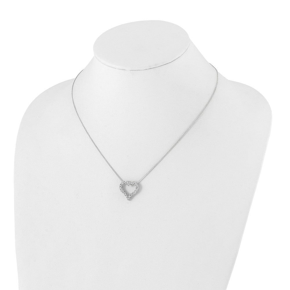 14k White Gold 1 carat Diamond Heart 18 inch Necklace - View 3