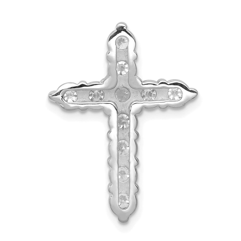 14k White Gold Diamond Cross Chain Slide - Image 4