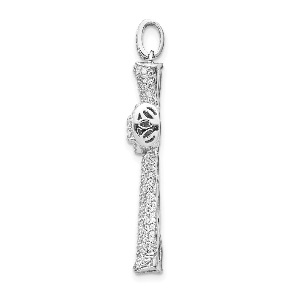 14k White Gold 1 carat Diamond Cross Pendant - View 2