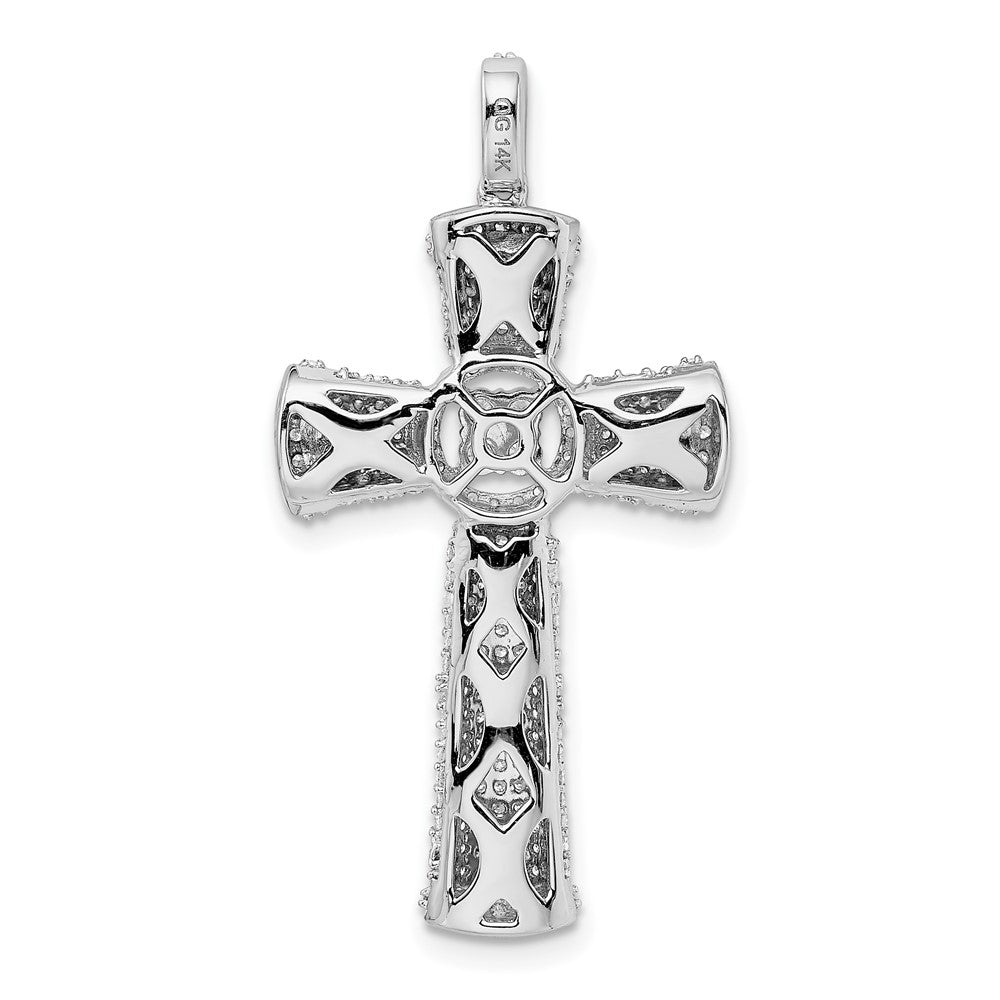 14k White Gold 1 carat Diamond Cross Pendant - View 3