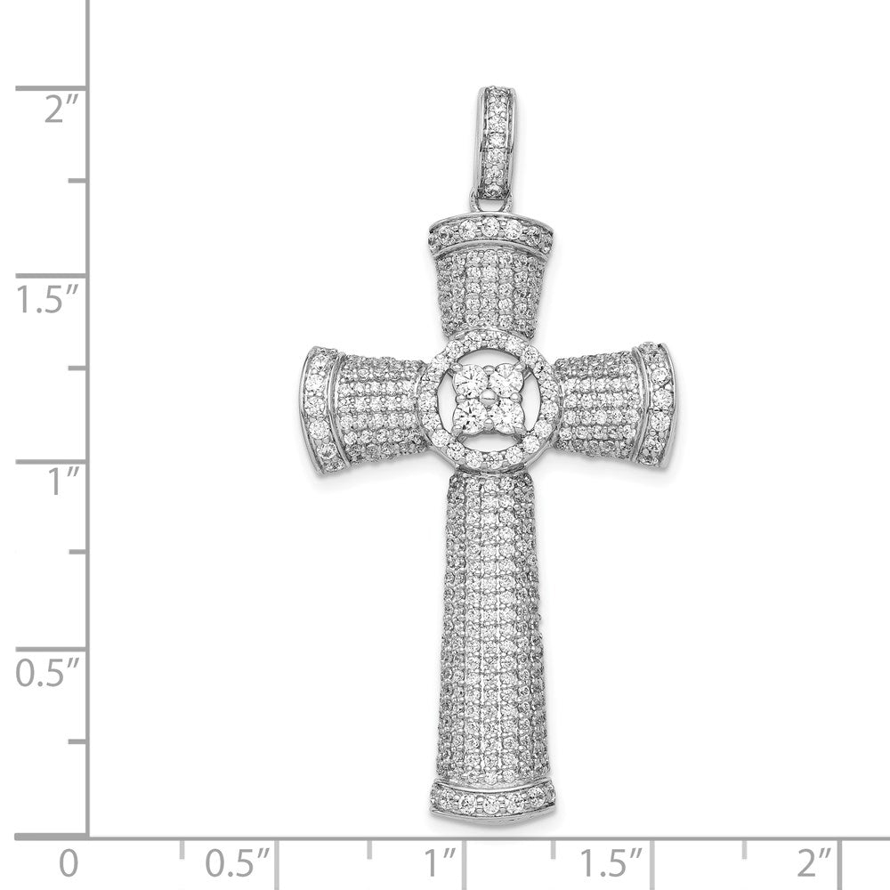 14k White Gold 1.75 carat Diamond Large Cross Pendant - View 4