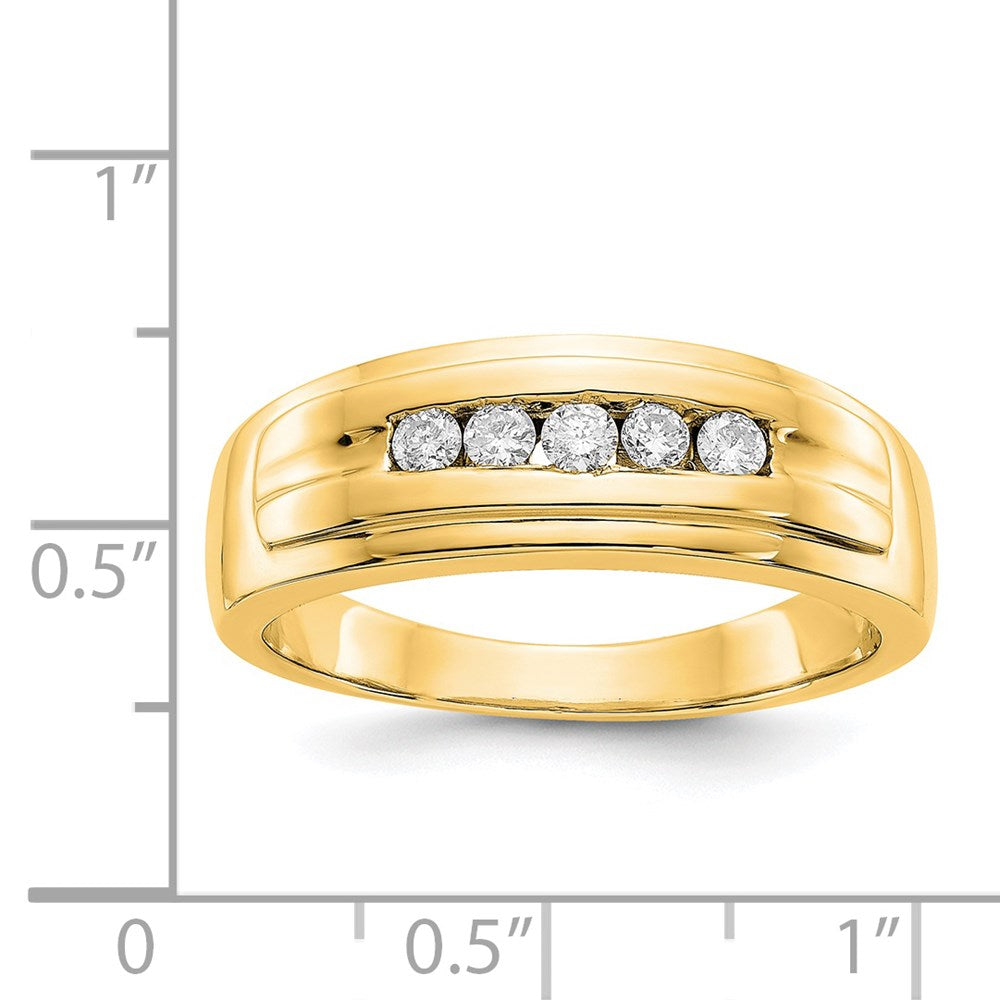 14k Diamond Mens 5-stone Ring