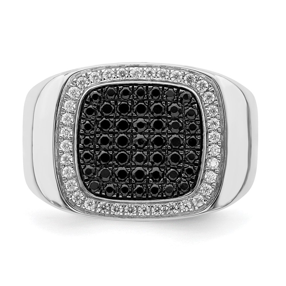 14k White Gold Black and White Diamond Mens Ring - View 5