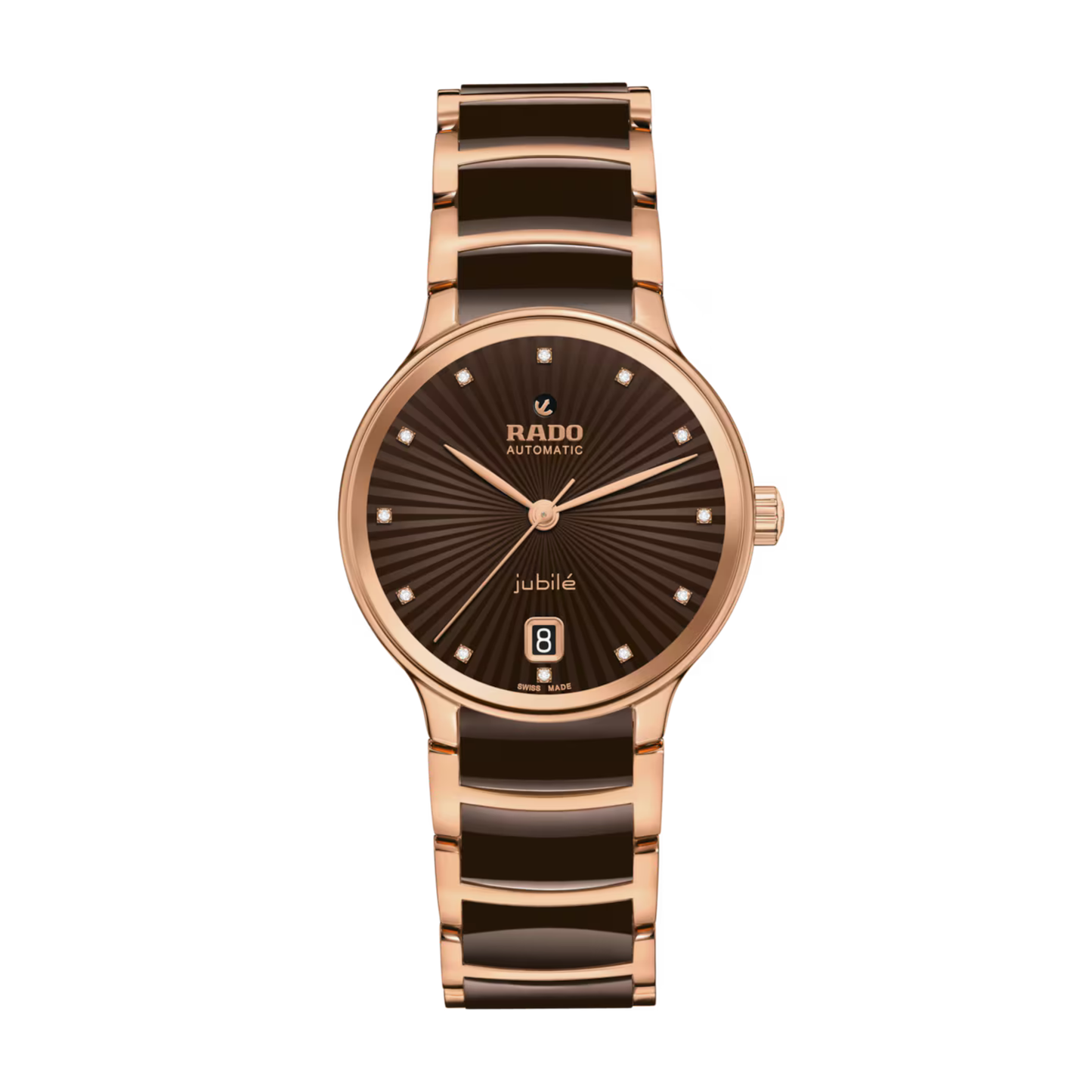 Rado Centrix Brown Diamond Ceramic Automatic Watch 35 mm