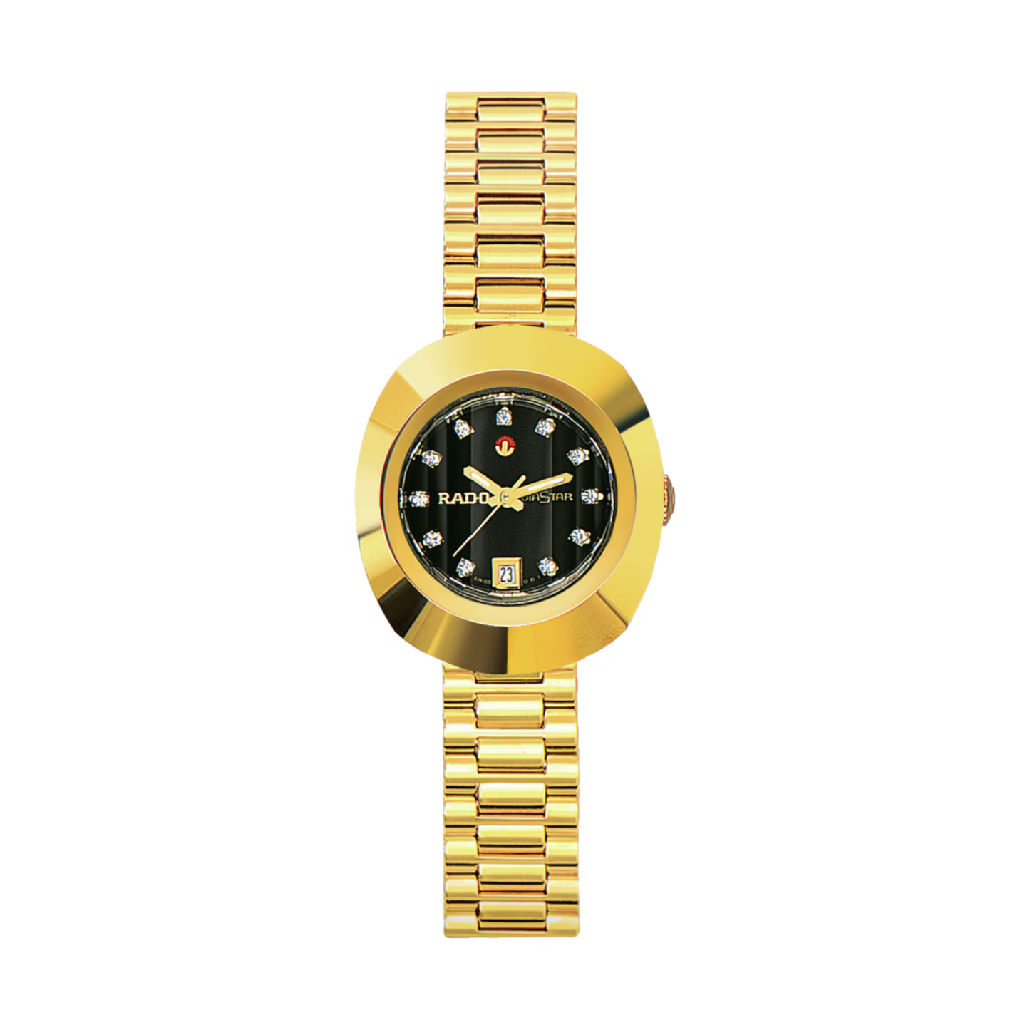 Rado DiaStar Original Gold Stainless Steel Black Dial Watch 27.3 mm