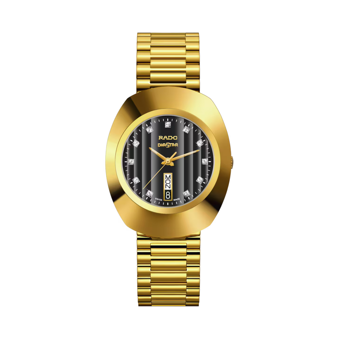 Rado DiaStar Original Gold Stainless Steel Black Dial Watch 35.1 mm