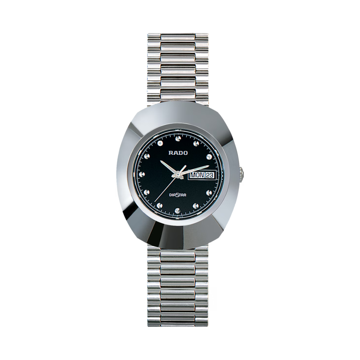 Rado DiaStar Original Silver Stainless Steel Black Dial Watch 35.1 mm