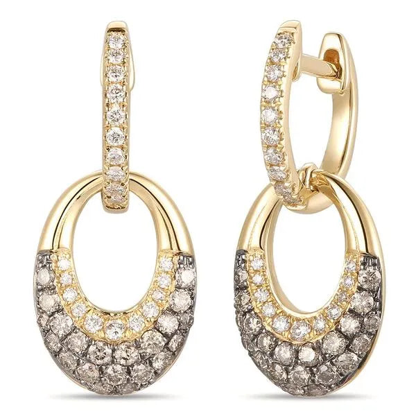 Le Vian Earrings in 14K Honey Gold featuring Chocolate Diamonds. These earrings offer total weight 0.38 ctw.