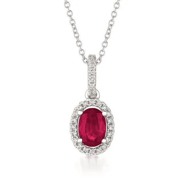 Le Vian Necklace (18 inches, adjustable) in White Gold featuring Ruby, White Diamonds.