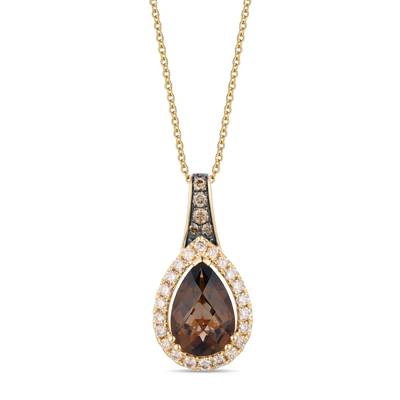 LeVian 14K honey gold pendant chocolate quartz chocolate diamond nude diamond TSMS 60