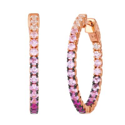 Le Vian 14K Strawberry Gold Strawberry Ombre Sapphire & Vanilla Sapphire Round Earring TSXK56