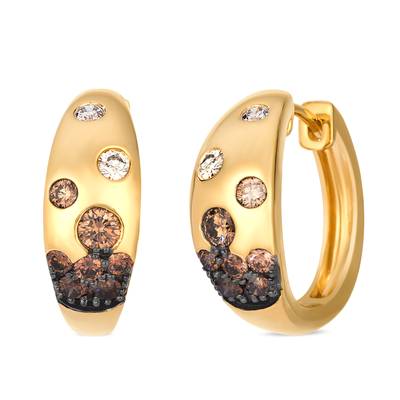 LeVian 14K honey gold ombre earrings chocolate ombre diamond TTLL 1E