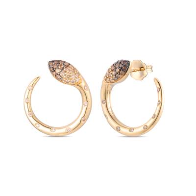 LeVian 14K honey gold ombre earrings chocolate ombre diamond TTUN 20