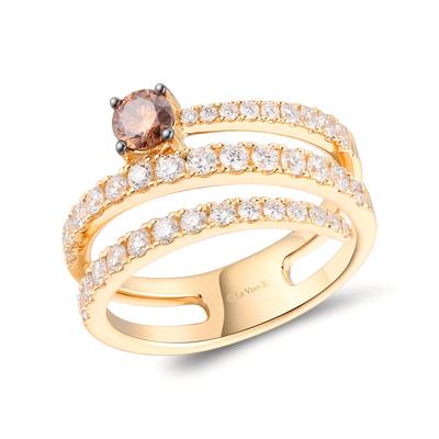 LeVian 14K honey gold ring chocolate diamond vanilla diamond TTUO 2