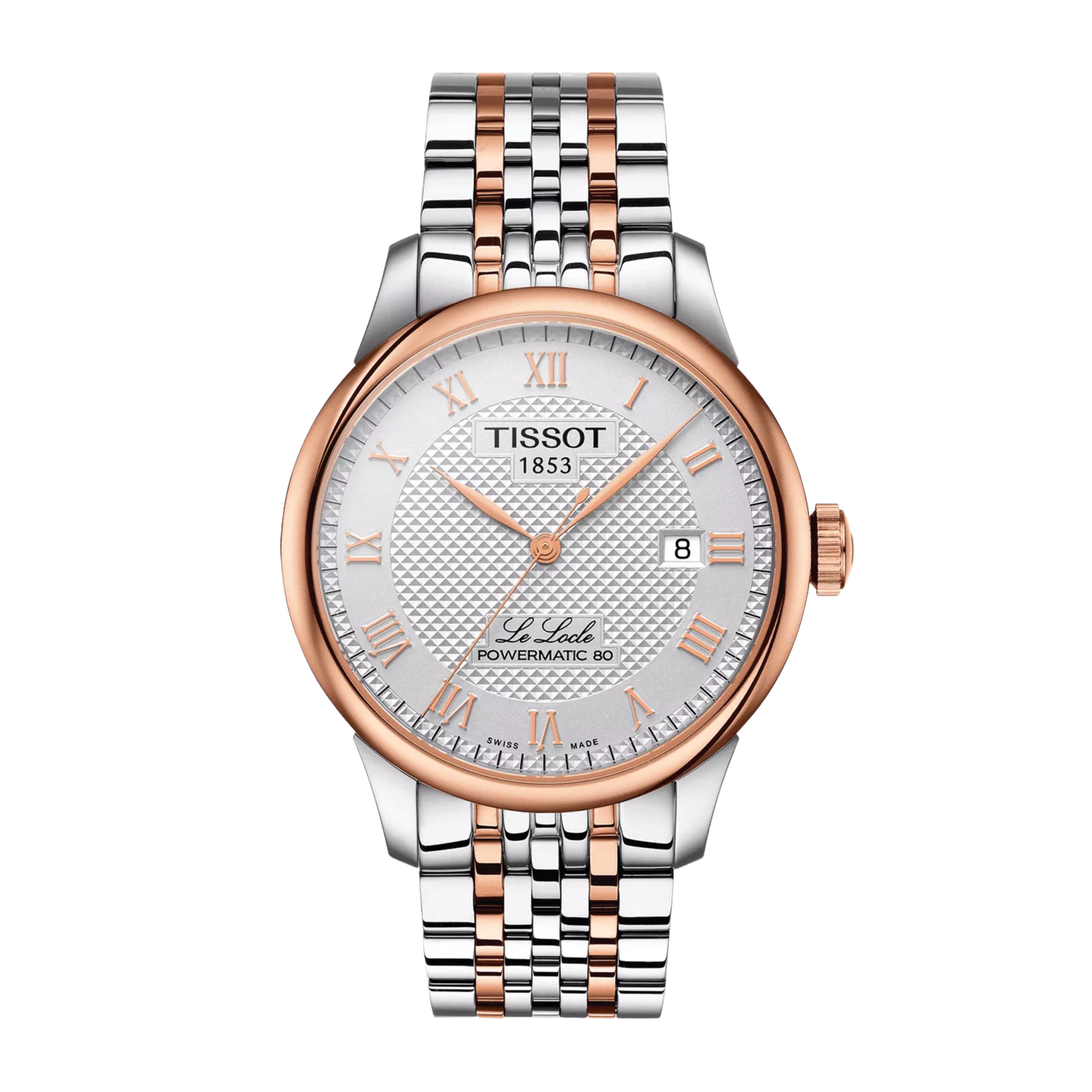 Tissot Le Locle Powermatic 80 39.3 mm Silver Dial Rose-Gold PVD