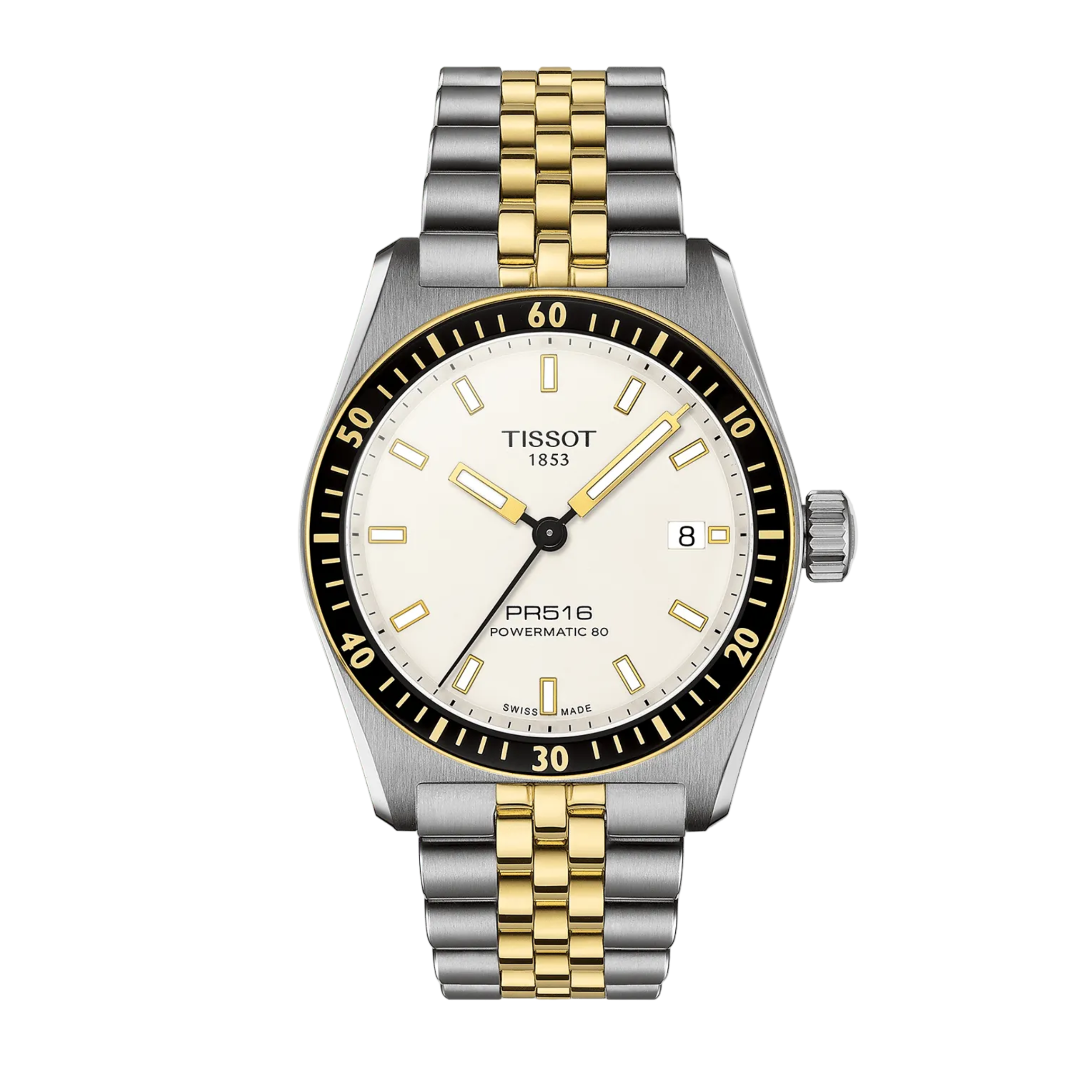 Tissot PR516 Powermatic 80 38 mm White Dial Two-Tone Stainless