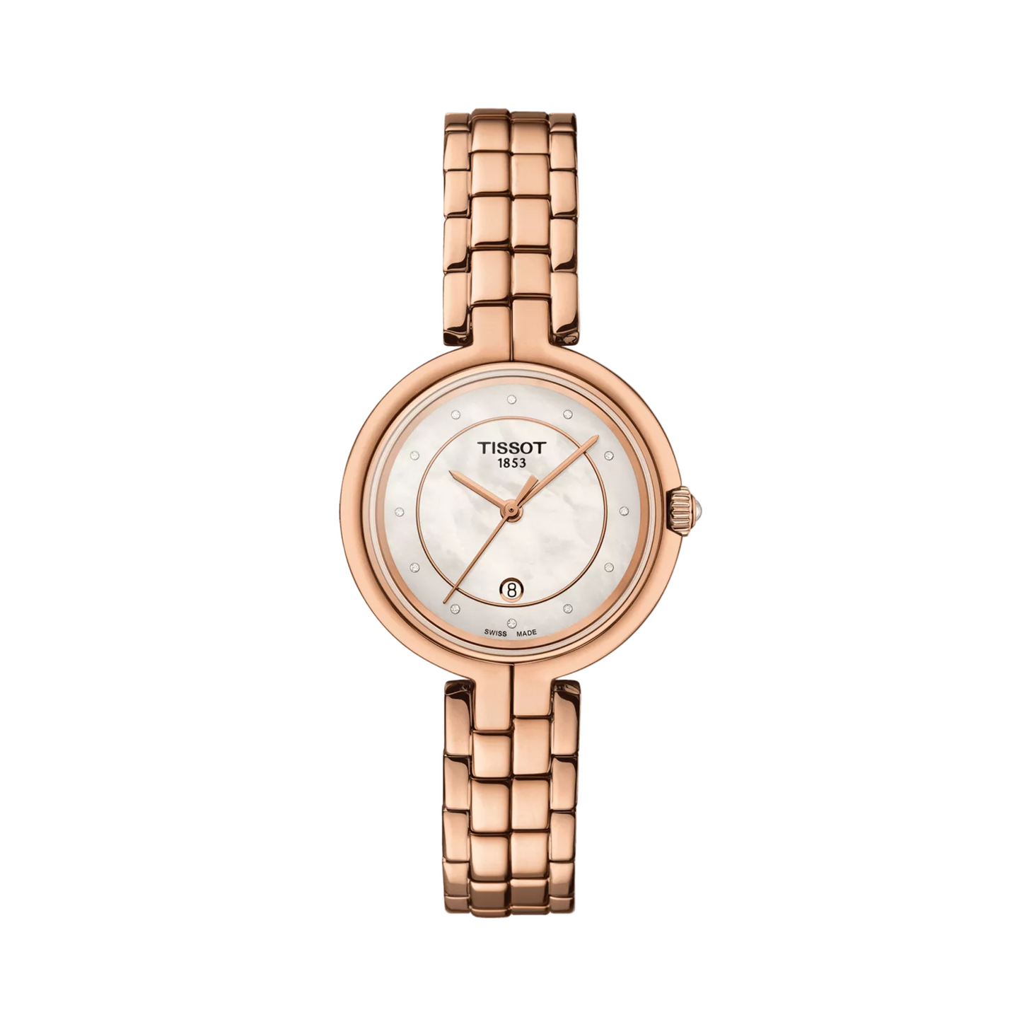 Tissot Flamingo Rose Gold PVD Mother of Pearl White Dial 30mm