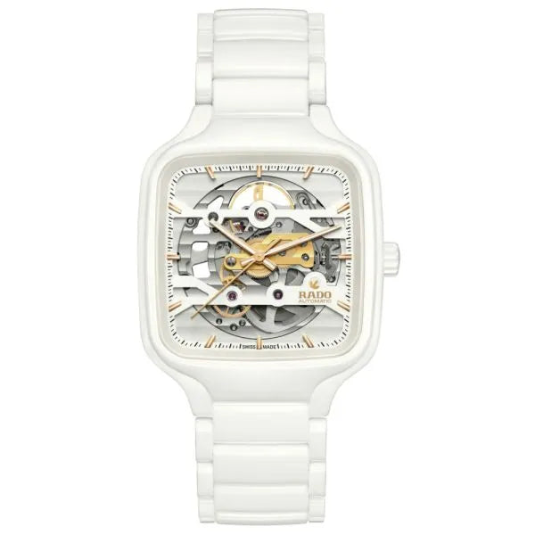 Rado True Square Automatic Skeleton 38 mm White Skeleton High-Tech Ceramic Automatic Watch – Art-of-Skeletonisation Style