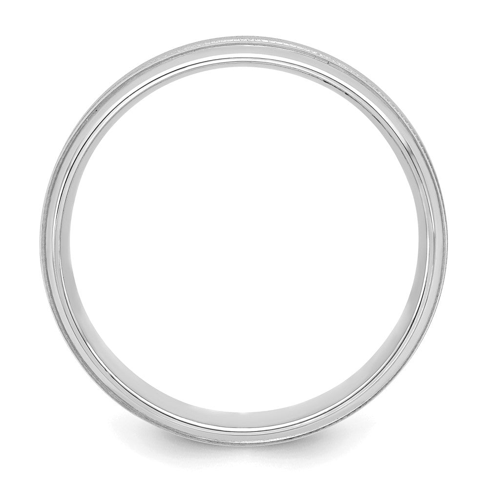 14k White Gold 6mm Heavyweight Comfort Fit Brushed Satin/Polished Milgrain Grooved Edge Wedding Band Size 11 - View 2