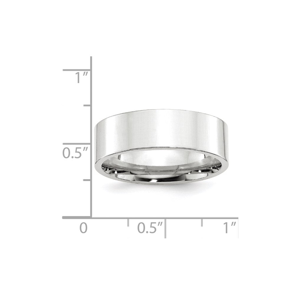 14k White Gold 7mm Standard Weight Flat Comfort Fit Wedding Band Size 13.5 - View 4