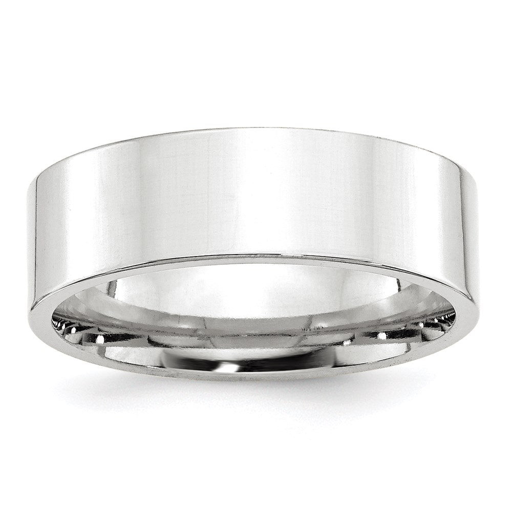 14k White Gold 7mm Standard Weight Flat Comfort Fit Wedding Band Size 13.5 - View 1