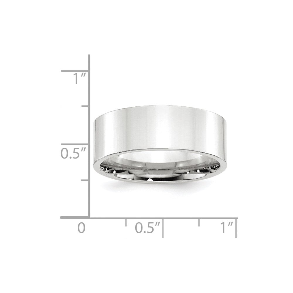 14k White Gold 8mm Standard Weight Flat Comfort Fit Wedding Band Size 14 - View 4