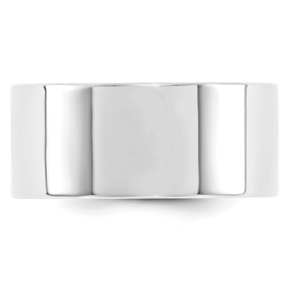 14k White Gold 10mm Standard Weight Flat Comfort Fit Wedding Band Size 10 - View 3
