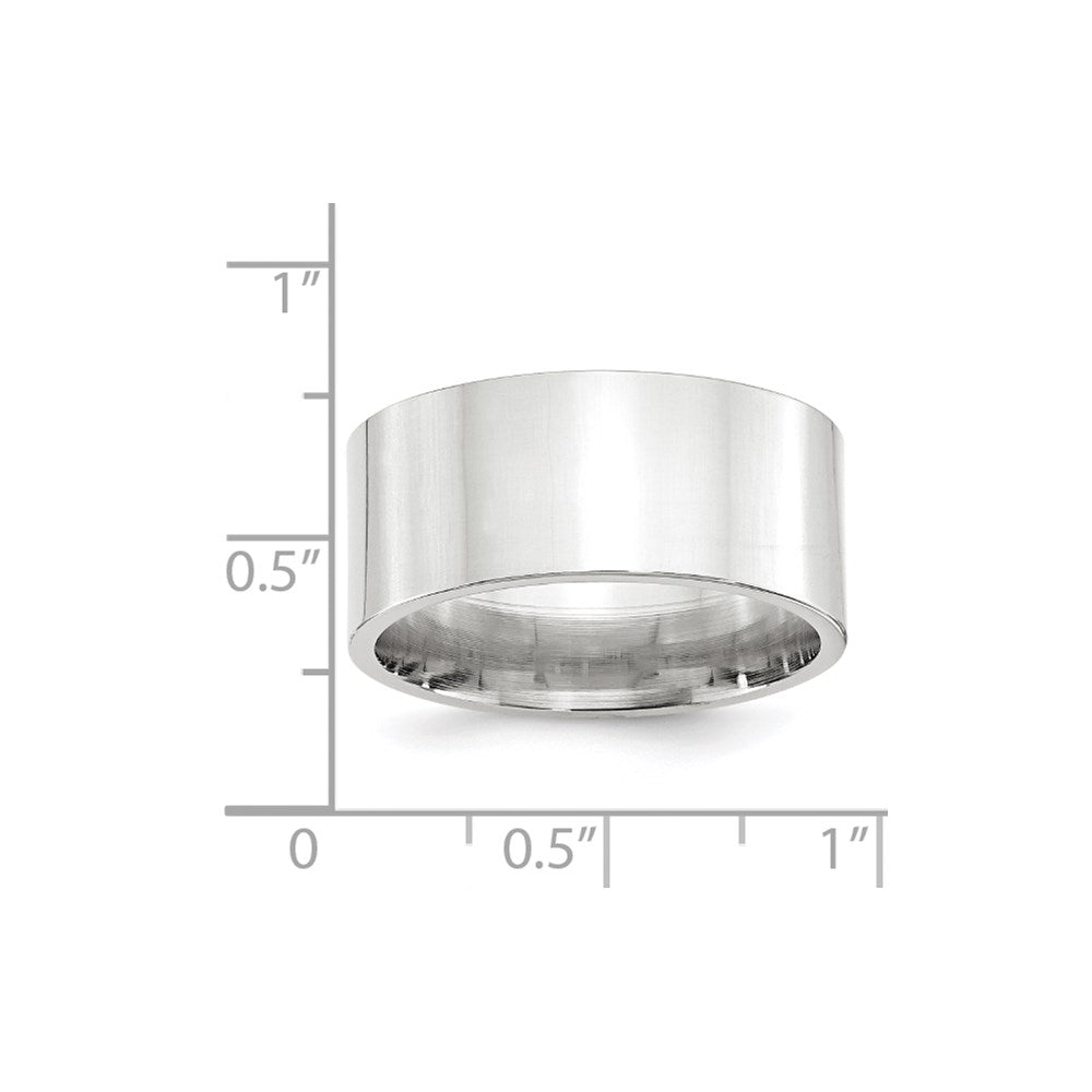 14k White Gold 10mm Standard Weight Flat Comfort Fit Wedding Band Size 13.5 - View 4
