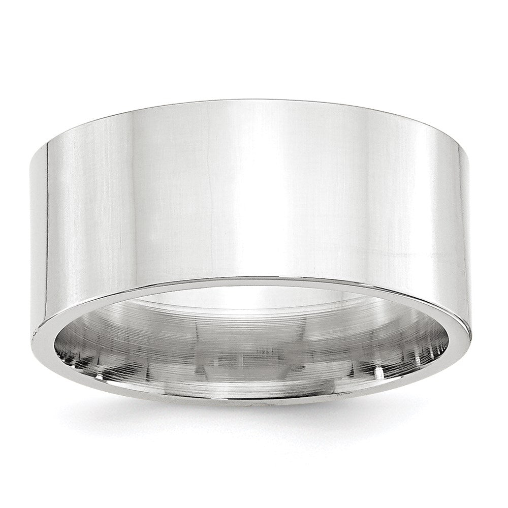 14k White Gold 10mm Standard Weight Flat Comfort Fit Wedding Band Size 5.5 - View 1