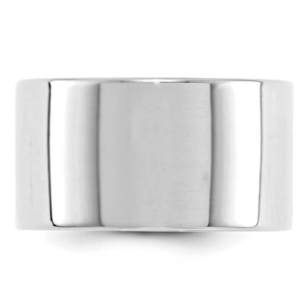 14k White Gold 12mm Lightweight Flat Wedding Band Size 7.5 - View 2