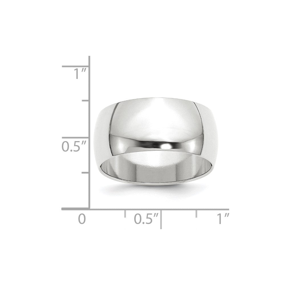 14k White Gold 10mm Half Round Wedding Band Size 14 - View 3