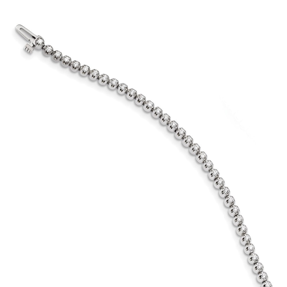 14k White Gold Complete 1 carat Round VS Diamond 4-prong 7 inch Tennis Bracelet - View 3