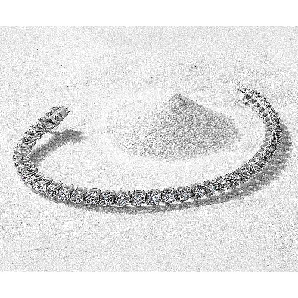 14k White Gold Complete 1 carat Round AA Diamond 4-prong 7 inch Tennis Bracelet