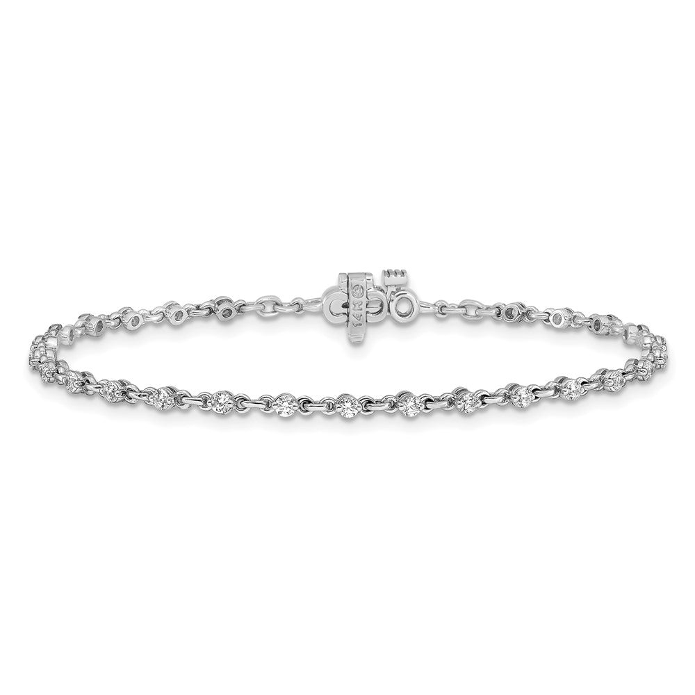 14k White Gold Complete 7/8 carat Round VS Diamond 2-prong 7 inch Tennis Bracelet - View 3