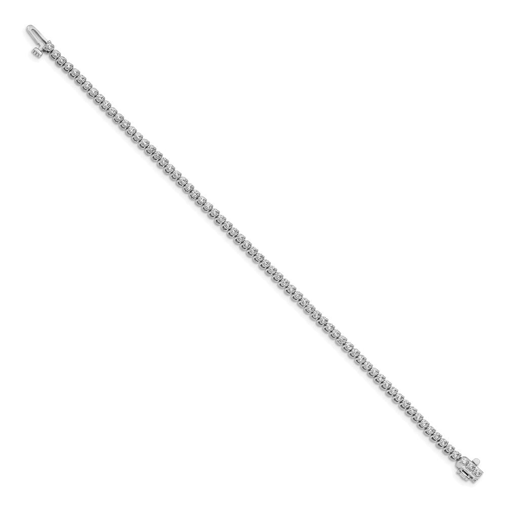 14k White Gold Complete1.9 carat Round AA Diamond 2-prong 7 inch Tennis Bracelet - View 2