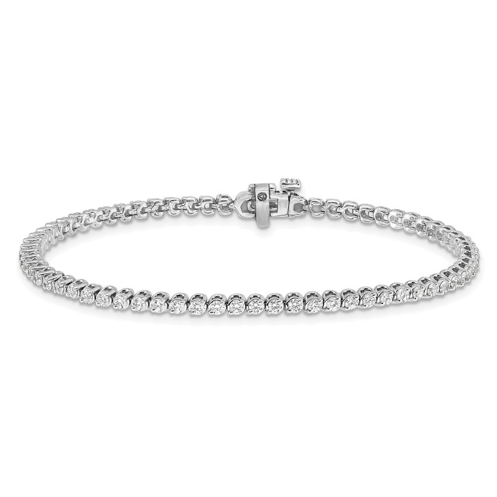 14k White Gold Complete1.9 carat Round A Diamond 2-prong 7 inch Tennis Bracelet - View 3