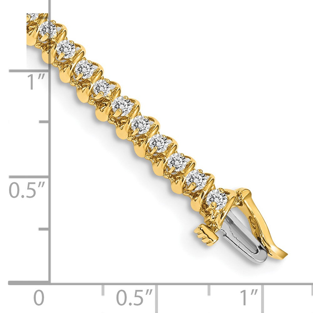 14k Complete 0.93 carat Round A Diamond Fancy Spiral 7 inch Tennis Bracelet - View 4