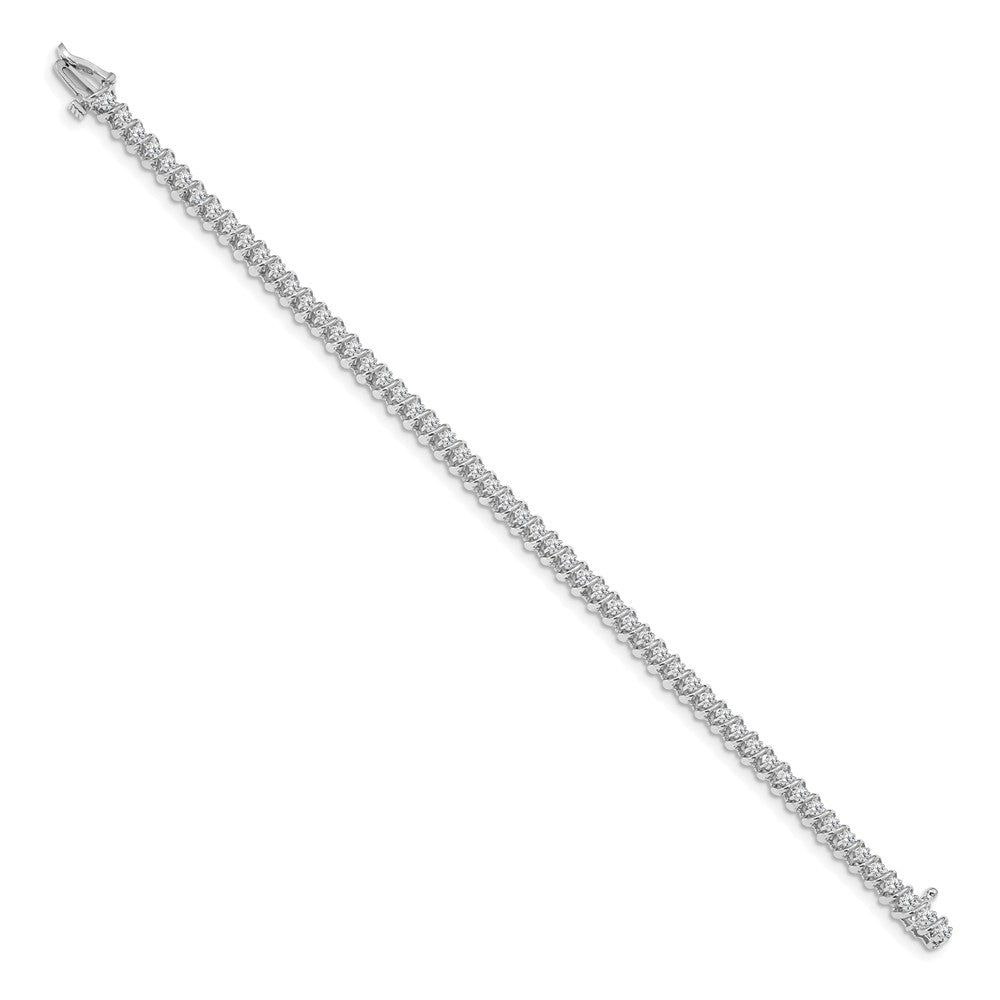 14k White Gold Complete 0.93 carat Round A Diamond Fancy Spiral 7 inch Tennis Bracelet - View 2