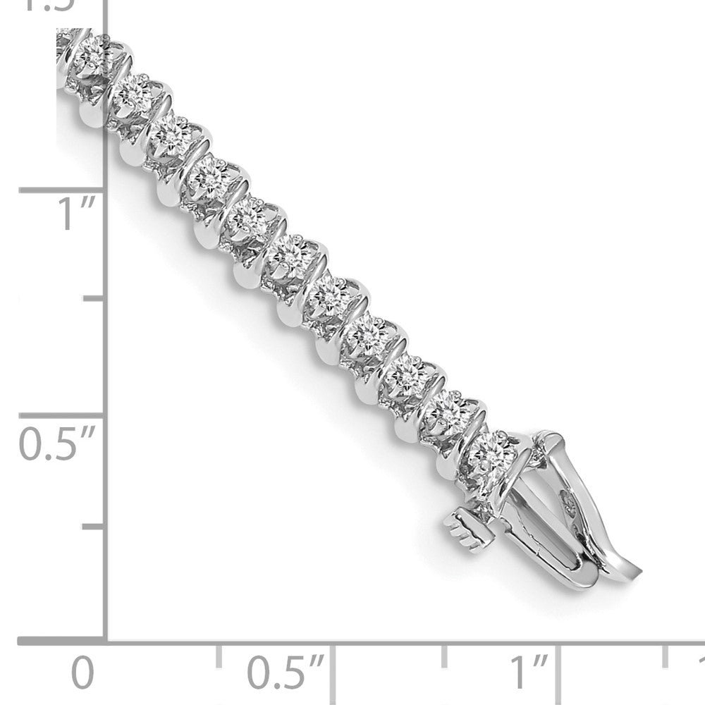 14k White Gold Complete 0.93 carat Round A Diamond Fancy Spiral 7 inch Tennis Bracelet - View 4