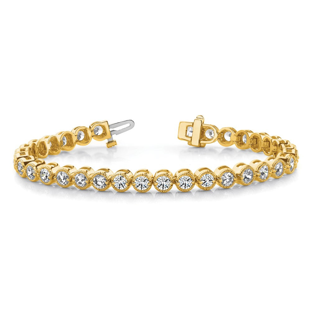 14k Complete 2.13 carat Round A Diamond 2-prong 7 inch Tennis Bracelet - View 3