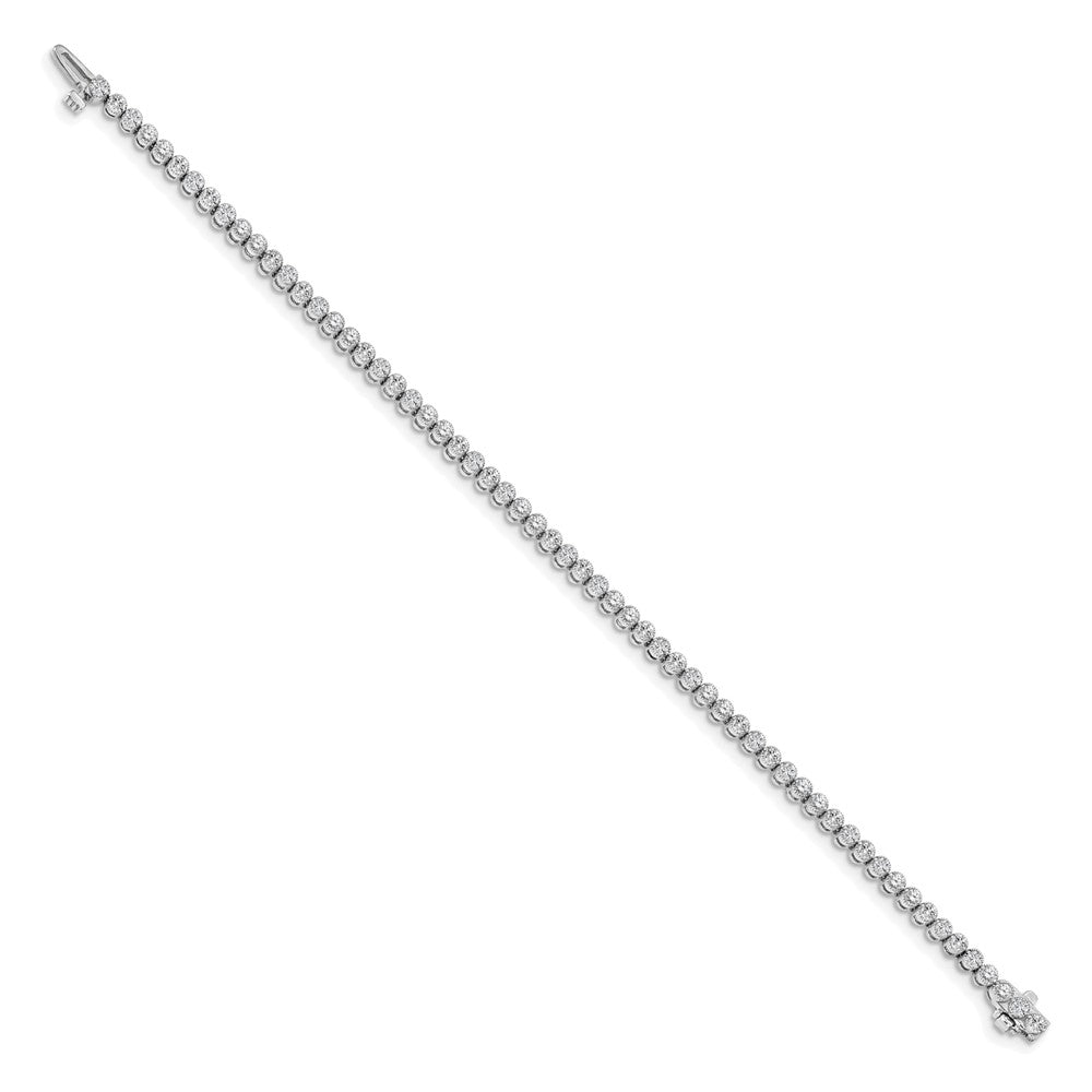 14k White Gold Complete 2.13 carat Round A Diamond 2-prong 7 inch Tennis Bracelet - View 2